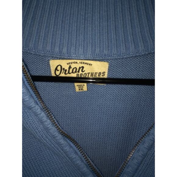 Orton Brothers Sweater Mens XXL Blue Knit Quarter Zip Vtg - Picture 3 of 4